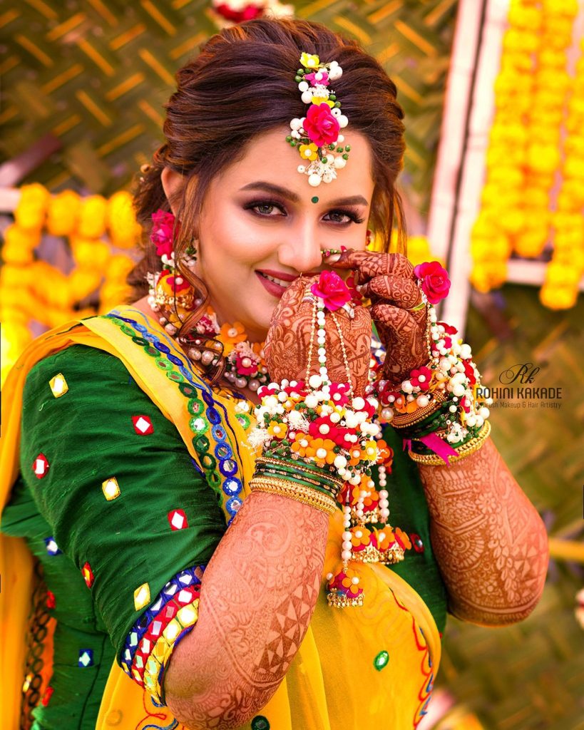 Striking Saree with Flower Jewellery